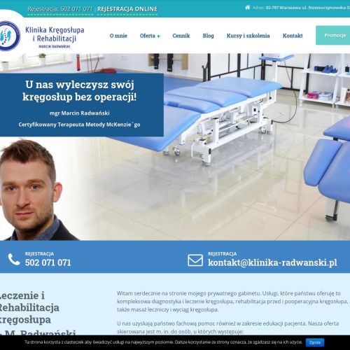 Gabinet rehabilitacji kręgosłupa - Warszawa
