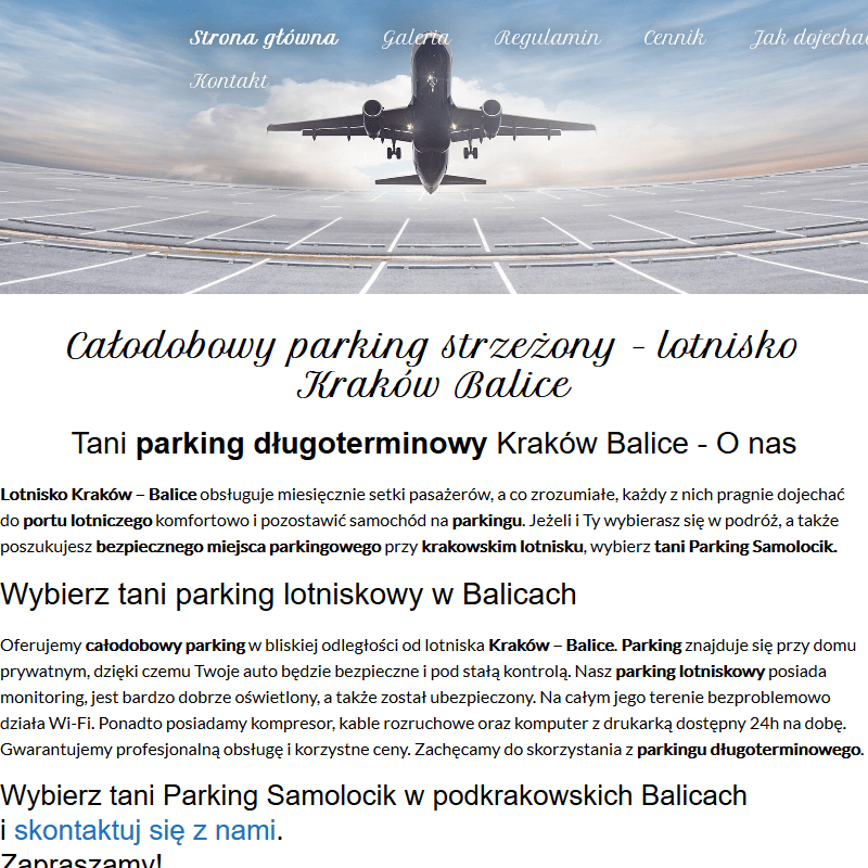 Lotnisko balice parking w Krakowie